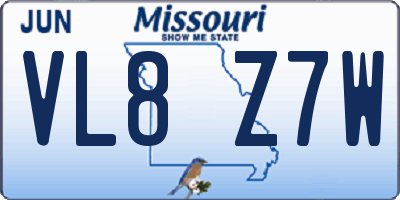 MO license plate VL8Z7W