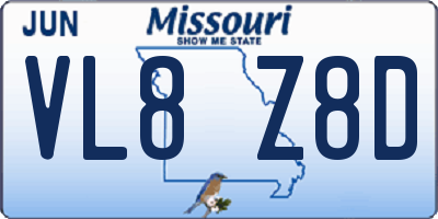MO license plate VL8Z8D