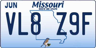 MO license plate VL8Z9F