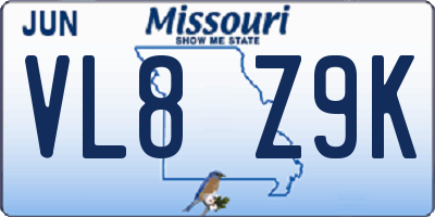 MO license plate VL8Z9K