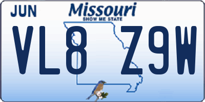 MO license plate VL8Z9W