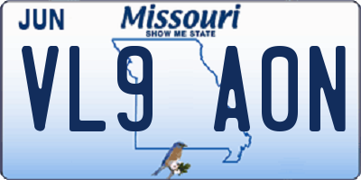 MO license plate VL9A0N