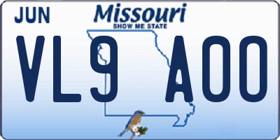 MO license plate VL9A0O