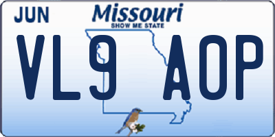 MO license plate VL9A0P