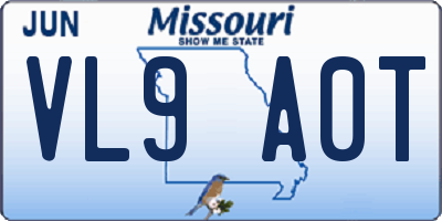 MO license plate VL9A0T