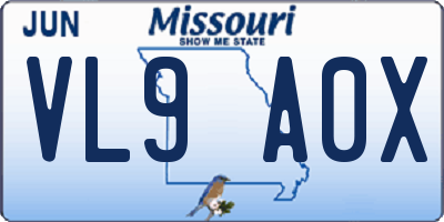MO license plate VL9A0X