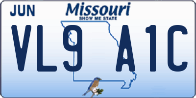 MO license plate VL9A1C