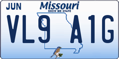 MO license plate VL9A1G