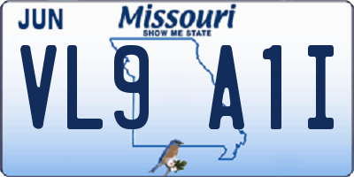 MO license plate VL9A1I
