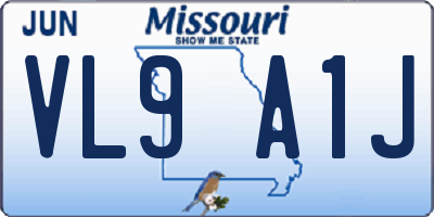 MO license plate VL9A1J