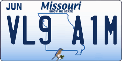 MO license plate VL9A1M