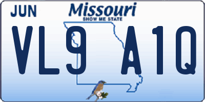 MO license plate VL9A1Q