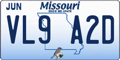 MO license plate VL9A2D