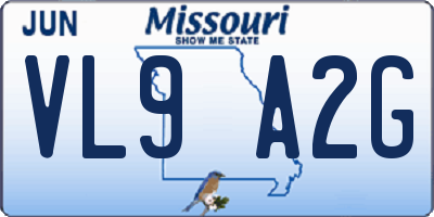 MO license plate VL9A2G