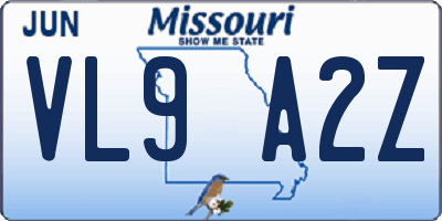 MO license plate VL9A2Z