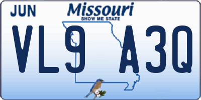 MO license plate VL9A3Q