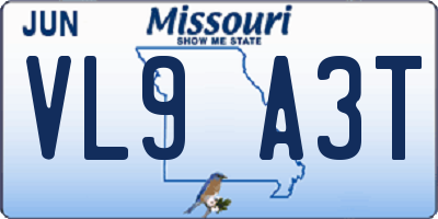MO license plate VL9A3T