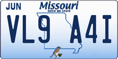 MO license plate VL9A4I