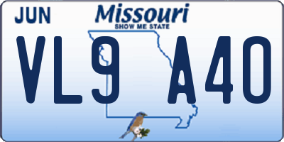 MO license plate VL9A4O