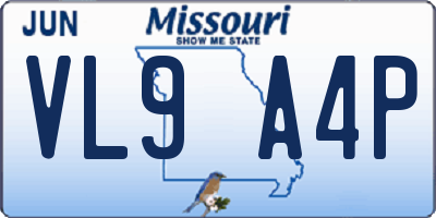 MO license plate VL9A4P