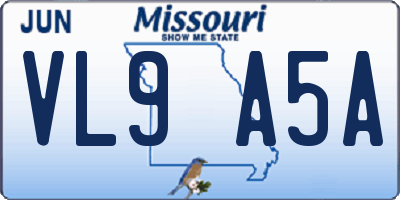 MO license plate VL9A5A