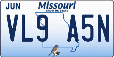 MO license plate VL9A5N