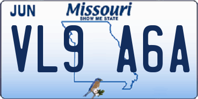 MO license plate VL9A6A