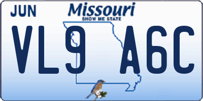 MO license plate VL9A6C
