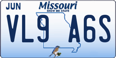 MO license plate VL9A6S