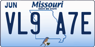 MO license plate VL9A7E