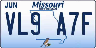 MO license plate VL9A7F