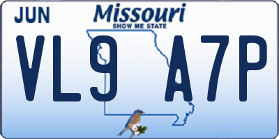 MO license plate VL9A7P