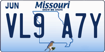 MO license plate VL9A7Y