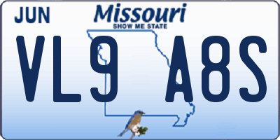 MO license plate VL9A8S