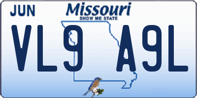 MO license plate VL9A9L