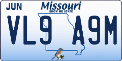 MO license plate VL9A9M
