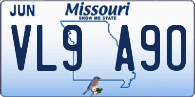 MO license plate VL9A9O