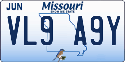 MO license plate VL9A9Y
