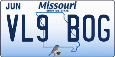 MO license plate VL9B0G