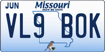 MO license plate VL9B0K
