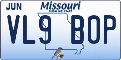 MO license plate VL9B0P