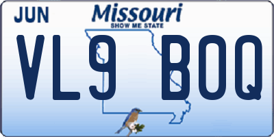 MO license plate VL9B0Q