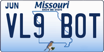 MO license plate VL9B0T
