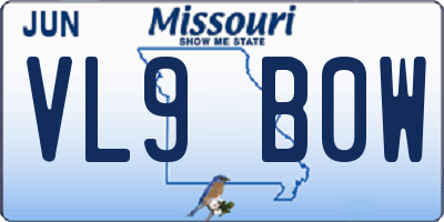 MO license plate VL9B0W
