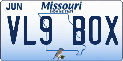 MO license plate VL9B0X