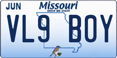 MO license plate VL9B0Y