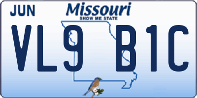 MO license plate VL9B1C