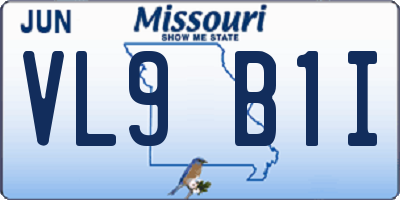 MO license plate VL9B1I