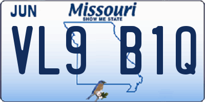 MO license plate VL9B1Q
