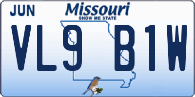 MO license plate VL9B1W